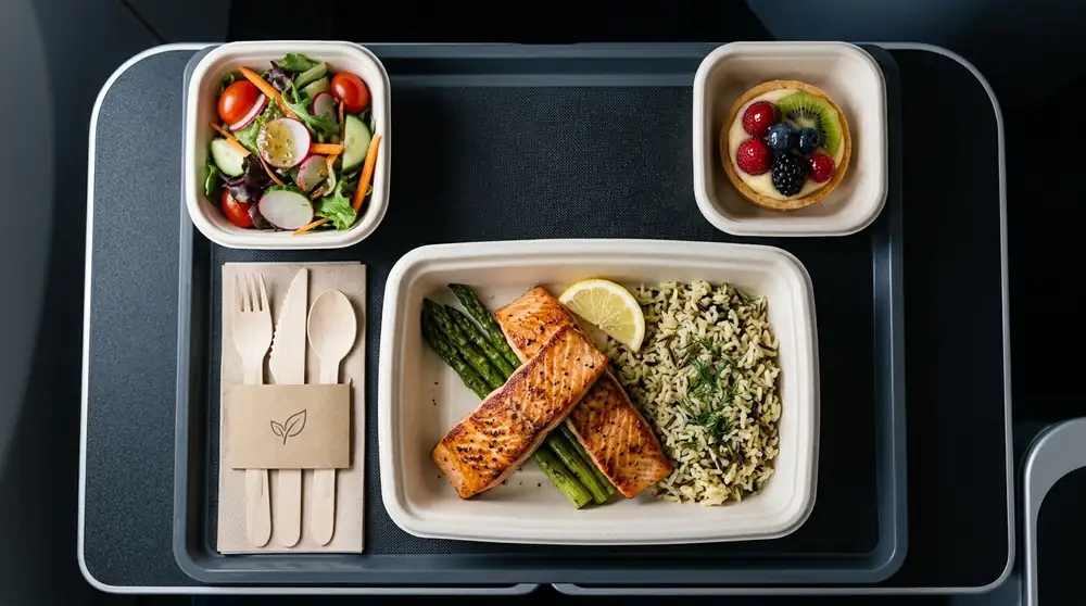 ATLAS Airline Tray Bagasse Meal Inserts and Cutlery