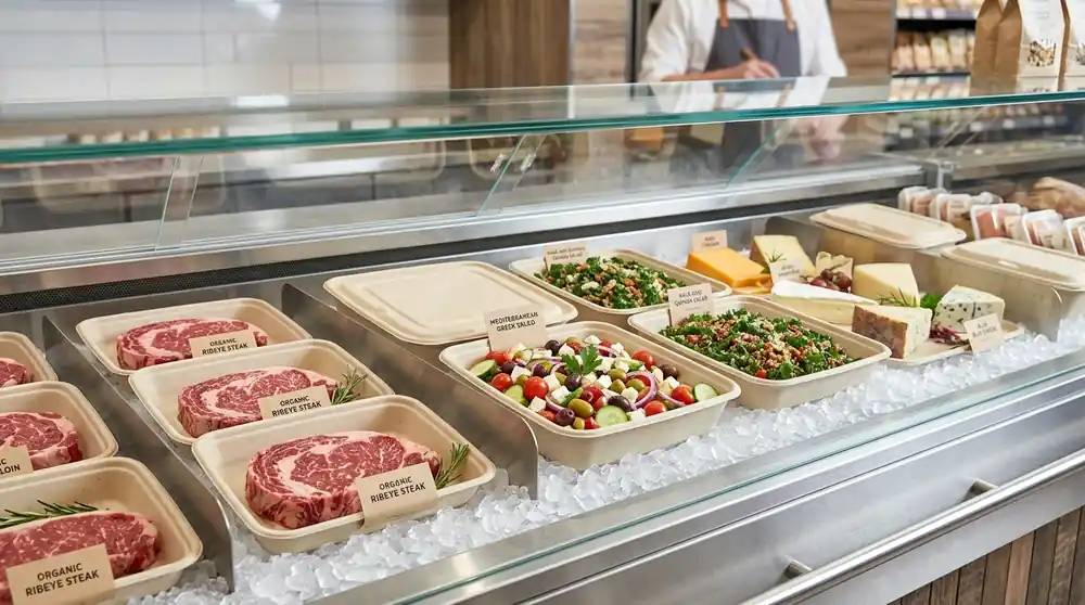 Kompostierbare Bagasse Fleischschalen für Supermärkte