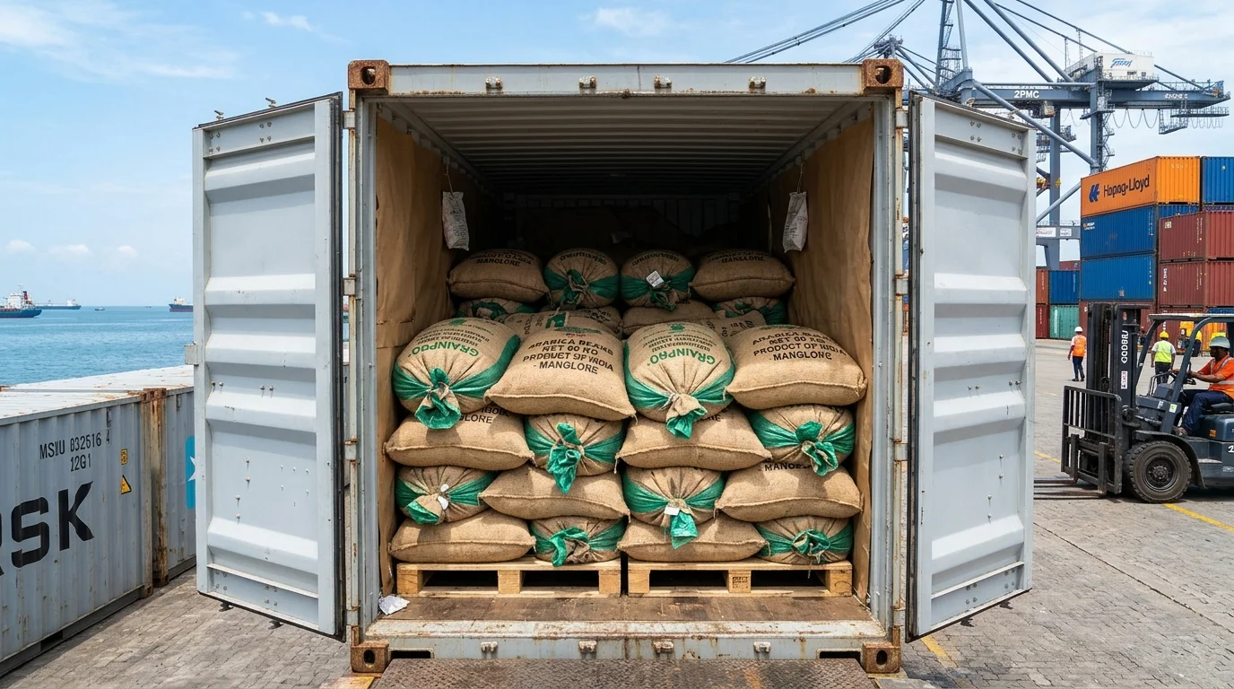 Grönt Kaffe 20ft Container CIF Indien: FCL Logistik & 18 Tonnsekonomi | Draba Ventures