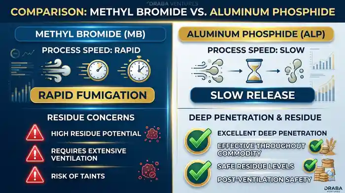 Comparison of Methyl Bromide vs Aluminum Phosphide Fumigation
