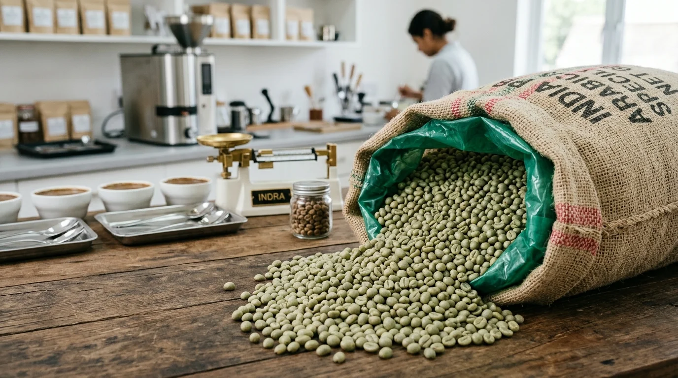 Café Verde Caracolillo Arábica India: Suministro de la Anomalía del 5% en Micro-Lotes