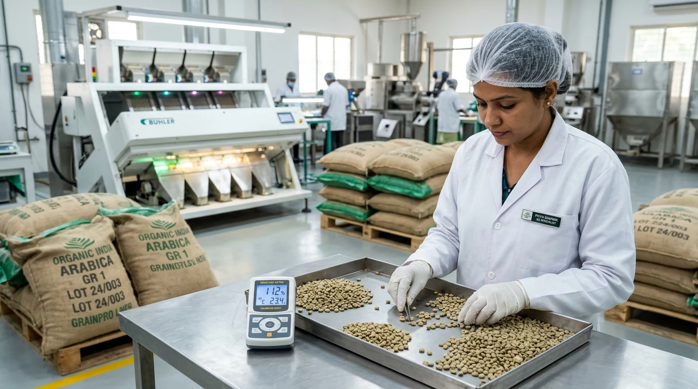Café Indien Certifié Rainforest Alliance Gros: Approvisionnement Bio Western Ghats Optical Sorting and Quality Control